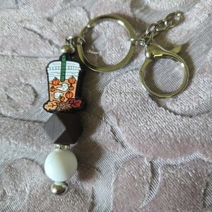 Beaded Iced Pumpkin Latte Keychain